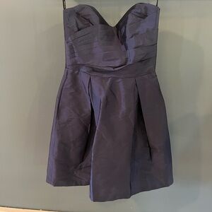 ALFRED SUNG Strapless Midnight Blue Pleated Cocktail Dress